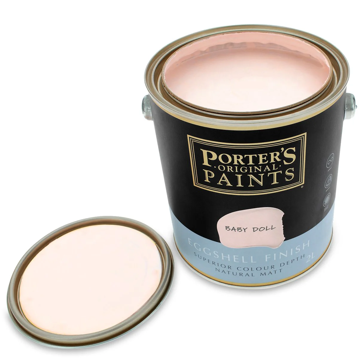 Porter S Baby Doll Washable Paint 2L - Eggshell Finish - 162mm x 156mm x 141mm - Image 3
