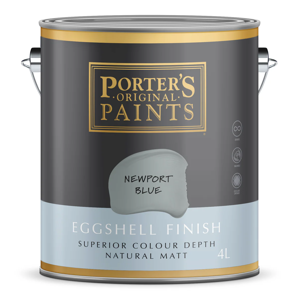 Porter S Broadwall Washable Paint 4L - Newport Blue - Eggshell Finish - 4L