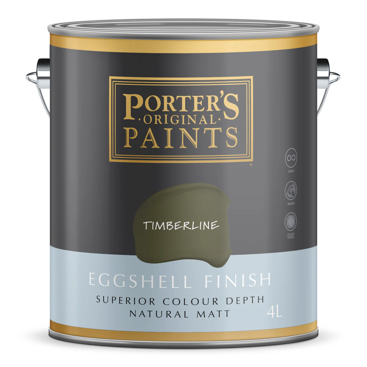 Porter S 4L Timberline Eggshell Finish Washable Paint 4L - 199mm x 191mm x 178mm