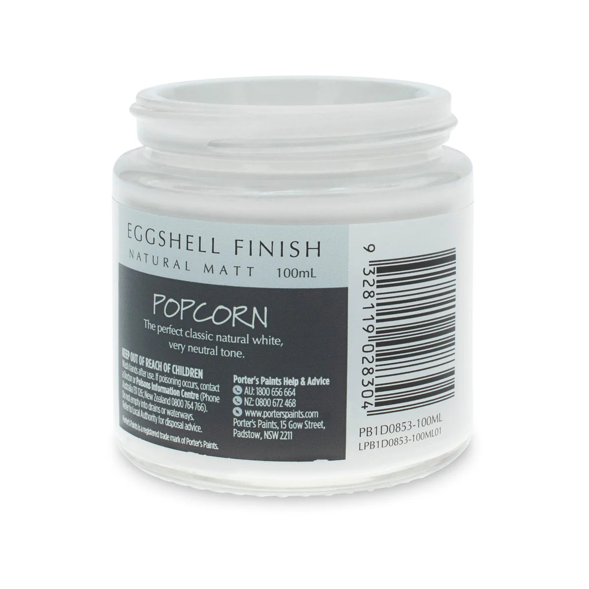 Porter S Washable Paint - 100ml - Popcorn - Eggshell Finish - 0.1L - Image 5