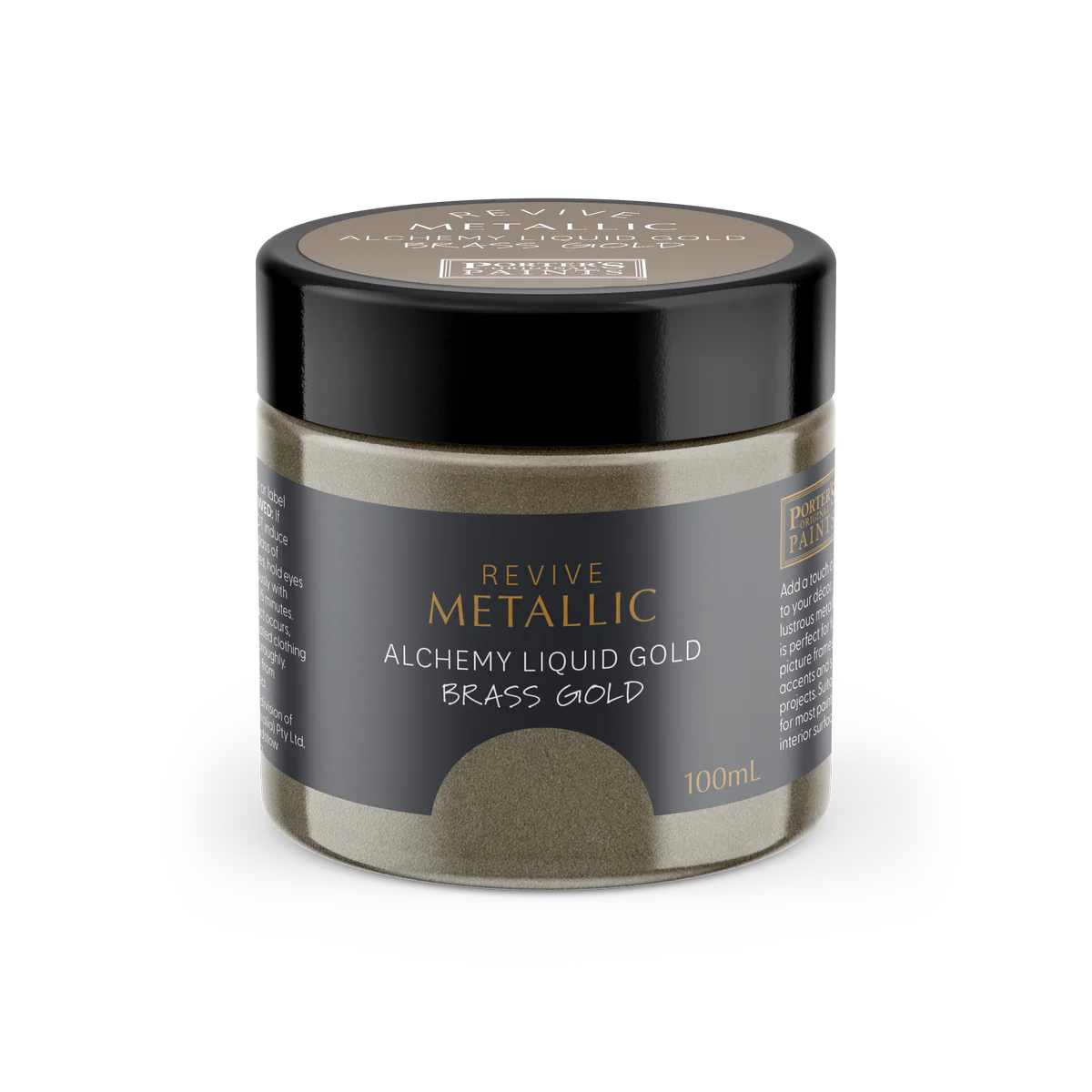 Porter S Paints 100ml Metallic Brass Gold Furniture Paint - Water-Based - Easy Clean