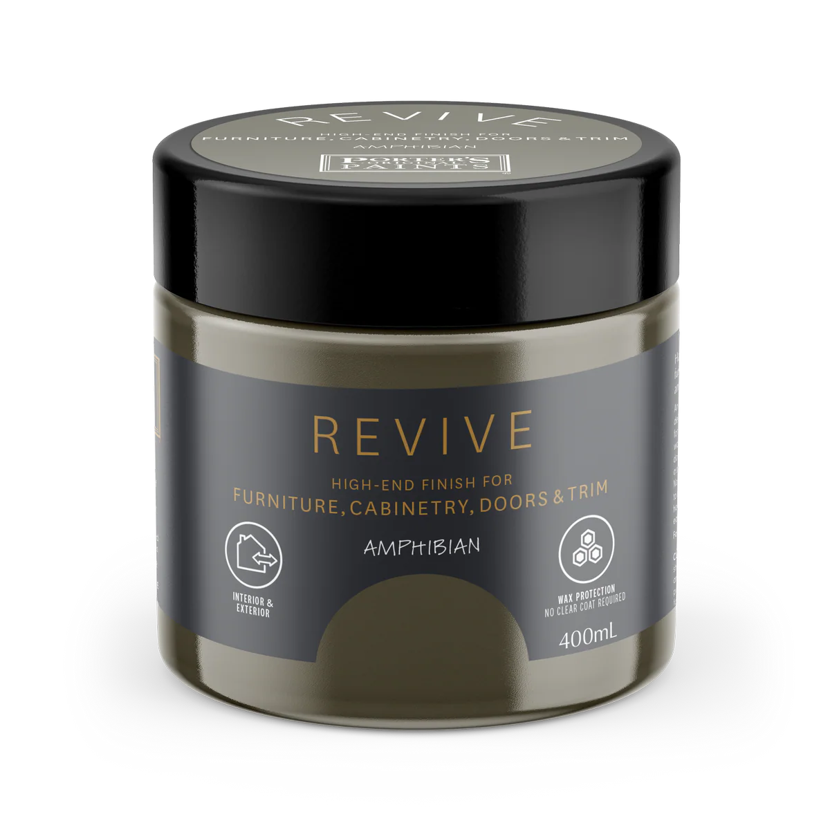 Porter S Paints 400ml Amphibian Revive Furniture and Cabinetry Paint - Muddy Deep Olive Green - Ultra Smooth Finish - Washable