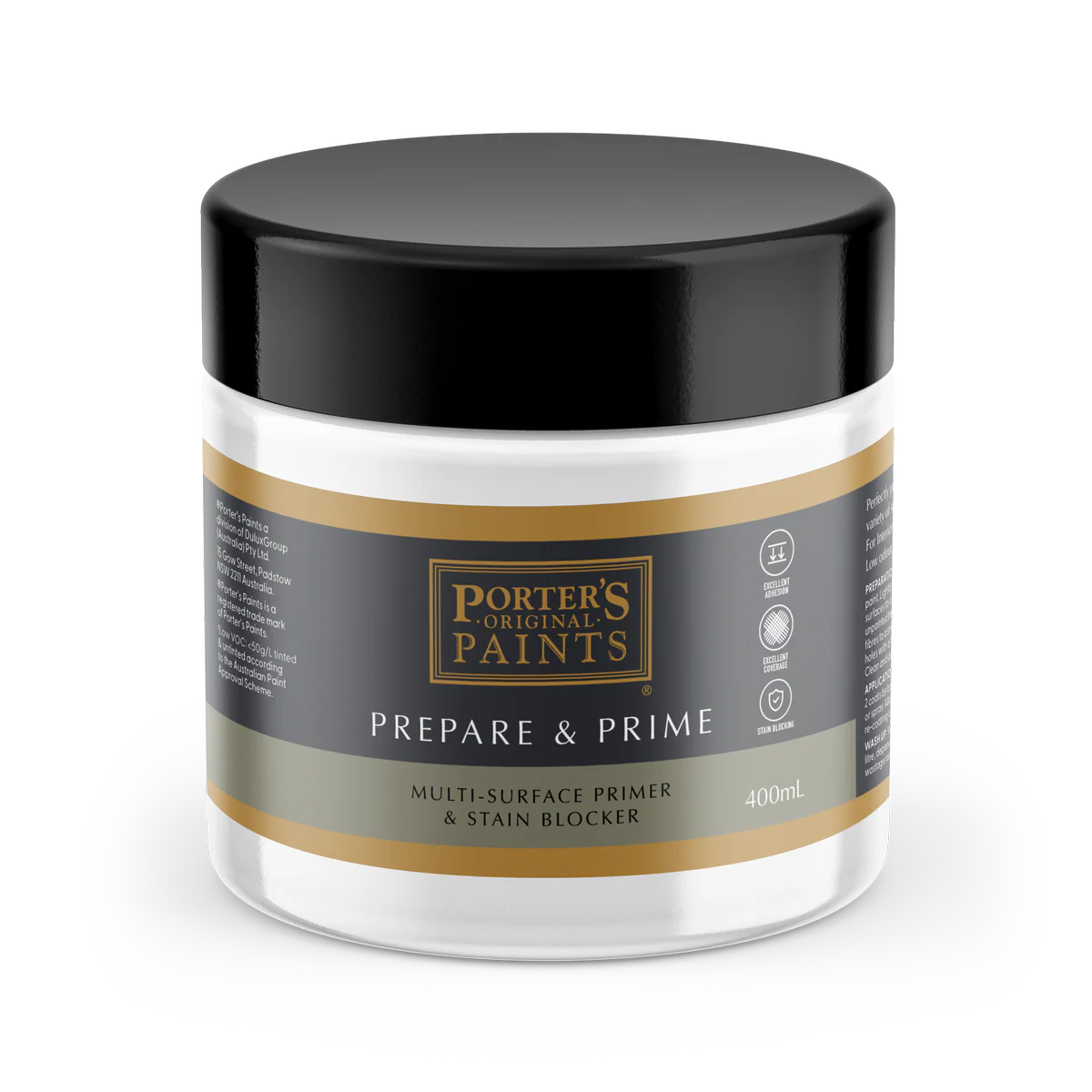 Porter S Paints 400ml WB Prepare Prime - Multi-Surface Primer - Stain Blocking - Low Odour