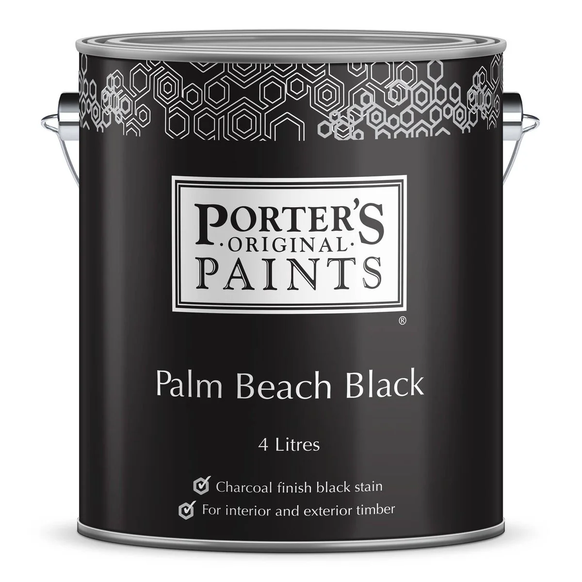 Porter S Paints 4L Palm Beach Black Timber Stain - Charcoal Black - Water-Based
