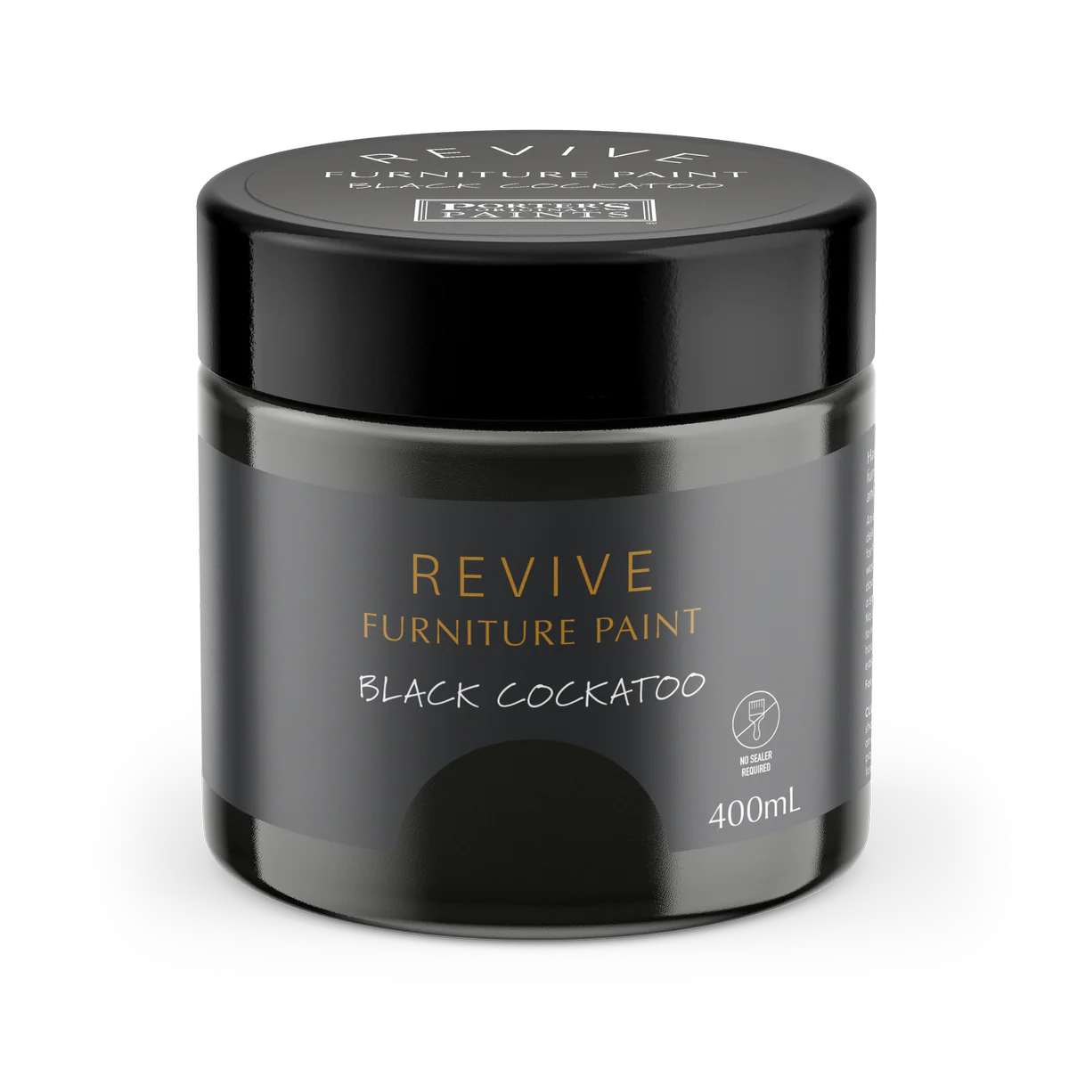 Porter S Paints Revive Furniture Paint 400ml - Black Cockatoo - Durable Finish - Self-Levelling