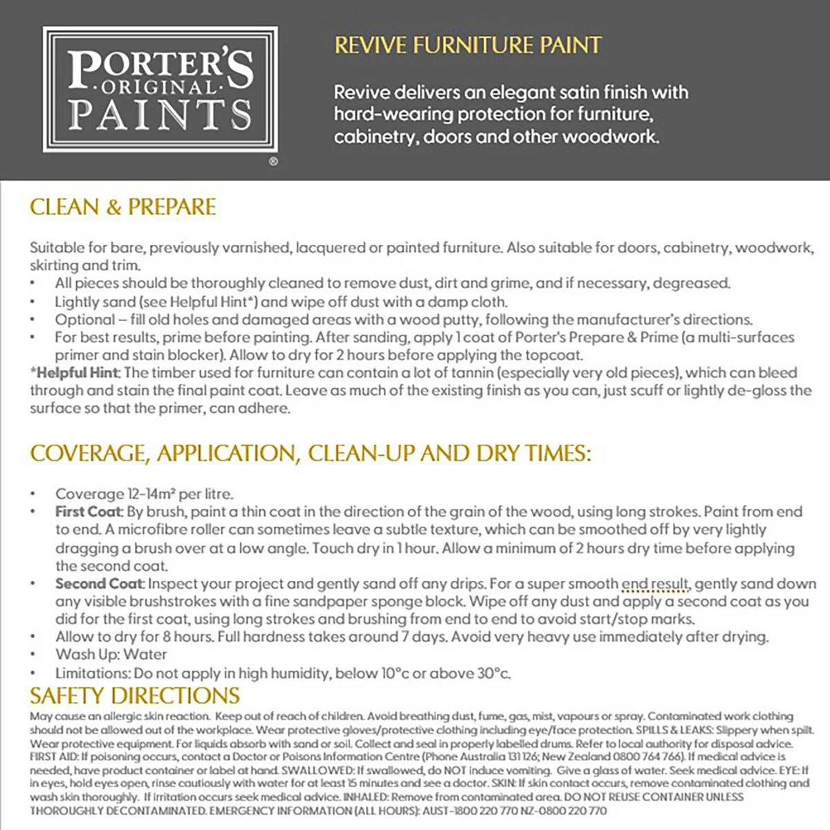 Porter S Paints Revive Furniture Paint 400ml - Black Cockatoo - Durable Finish - Self-Levelling - Image 5