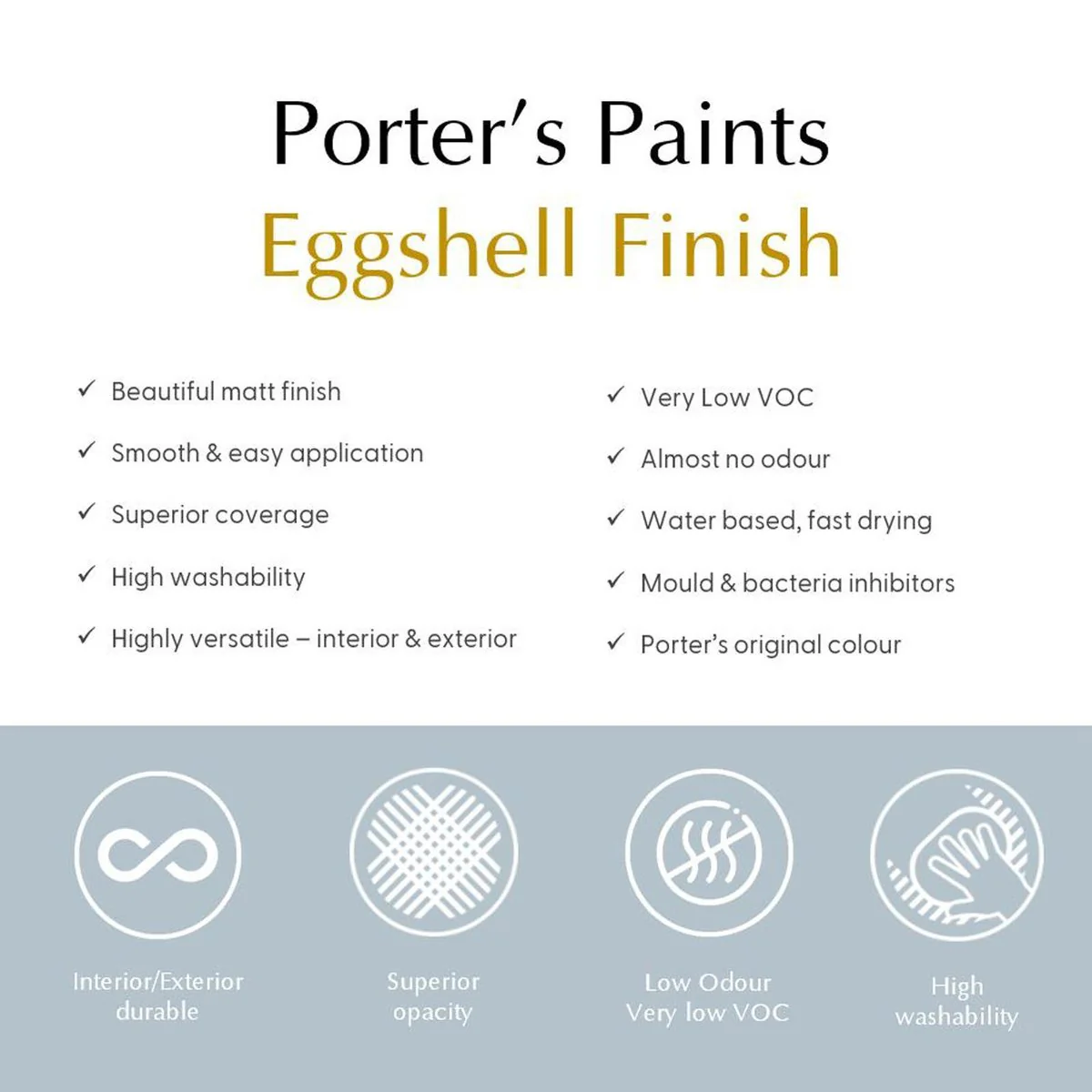 Porter S Washable Paint 2L Bayleaf Eggshell Finish 162mm x 156mm x 141mm - Image 4
