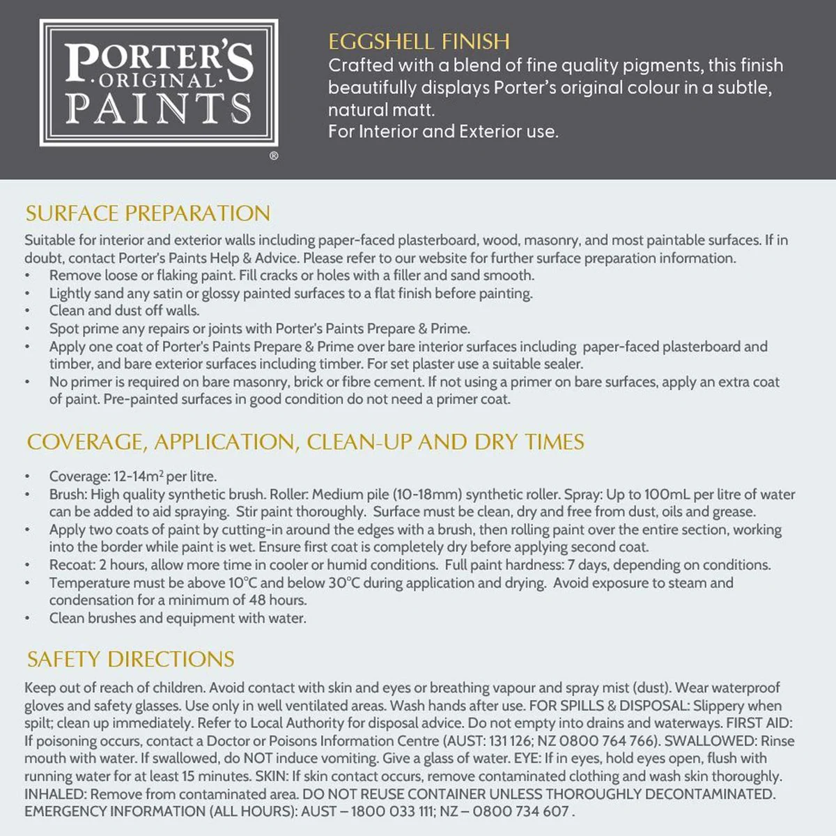 Porter S Washable Paint - 2L - Gunmetal Grey - Eggshell Finish - 162mm x 156mm x 141mm - Image 5