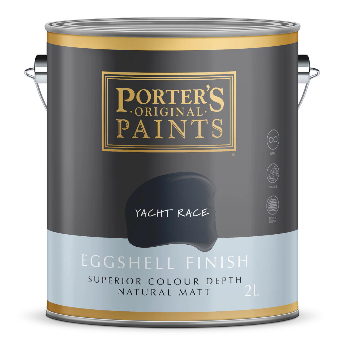 Porter S Yacht Race Eggshell Finish Paint - 2L - 162mm x 156mm x 141mm