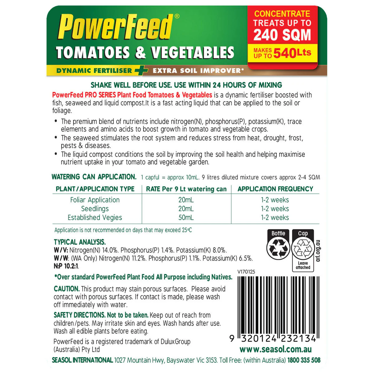 PowerFeed Plant Food - 1.2L - Liquid - For Tomatoes & Vegetables - Image 2