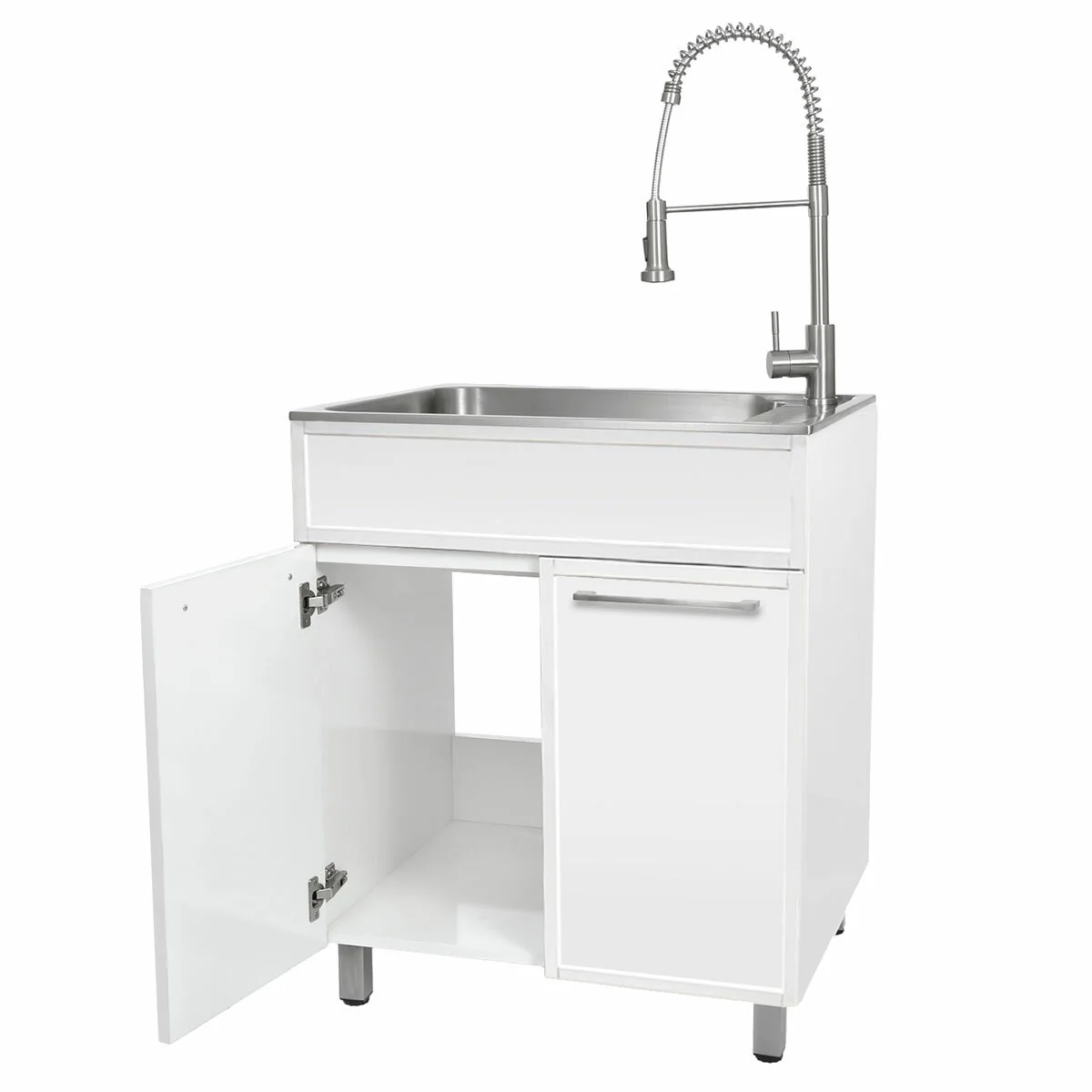 Presenza 72cm Slim Shaker Cabinet Sink & Chef Faucet QL022AU Matte White - Image 2