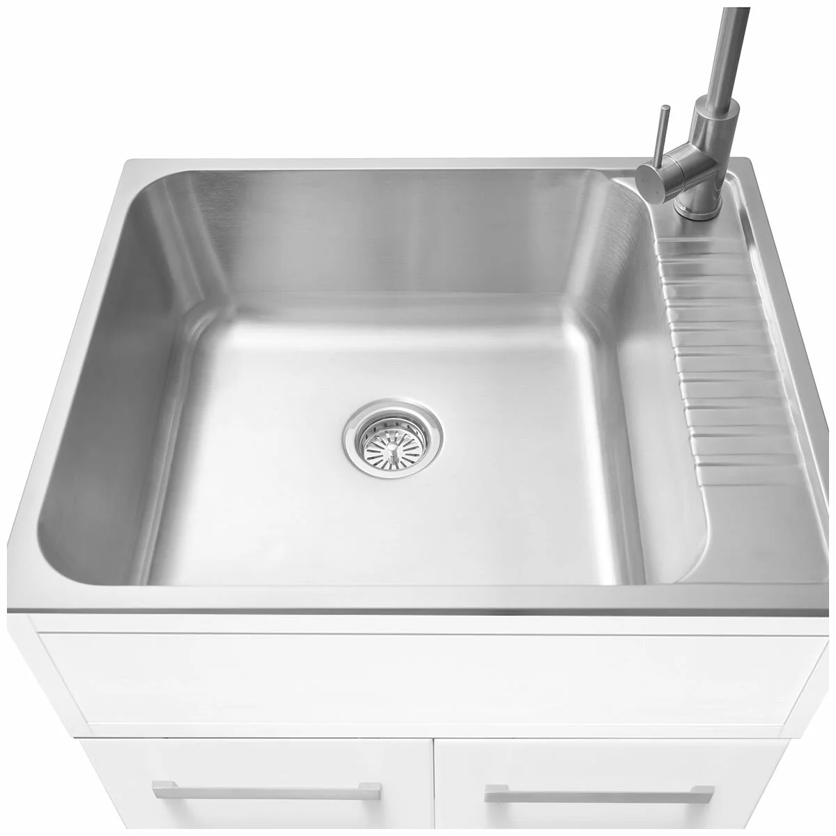 Presenza 72cm Slim Shaker Cabinet Sink & Chef Faucet QL022AU Matte White - Image 3