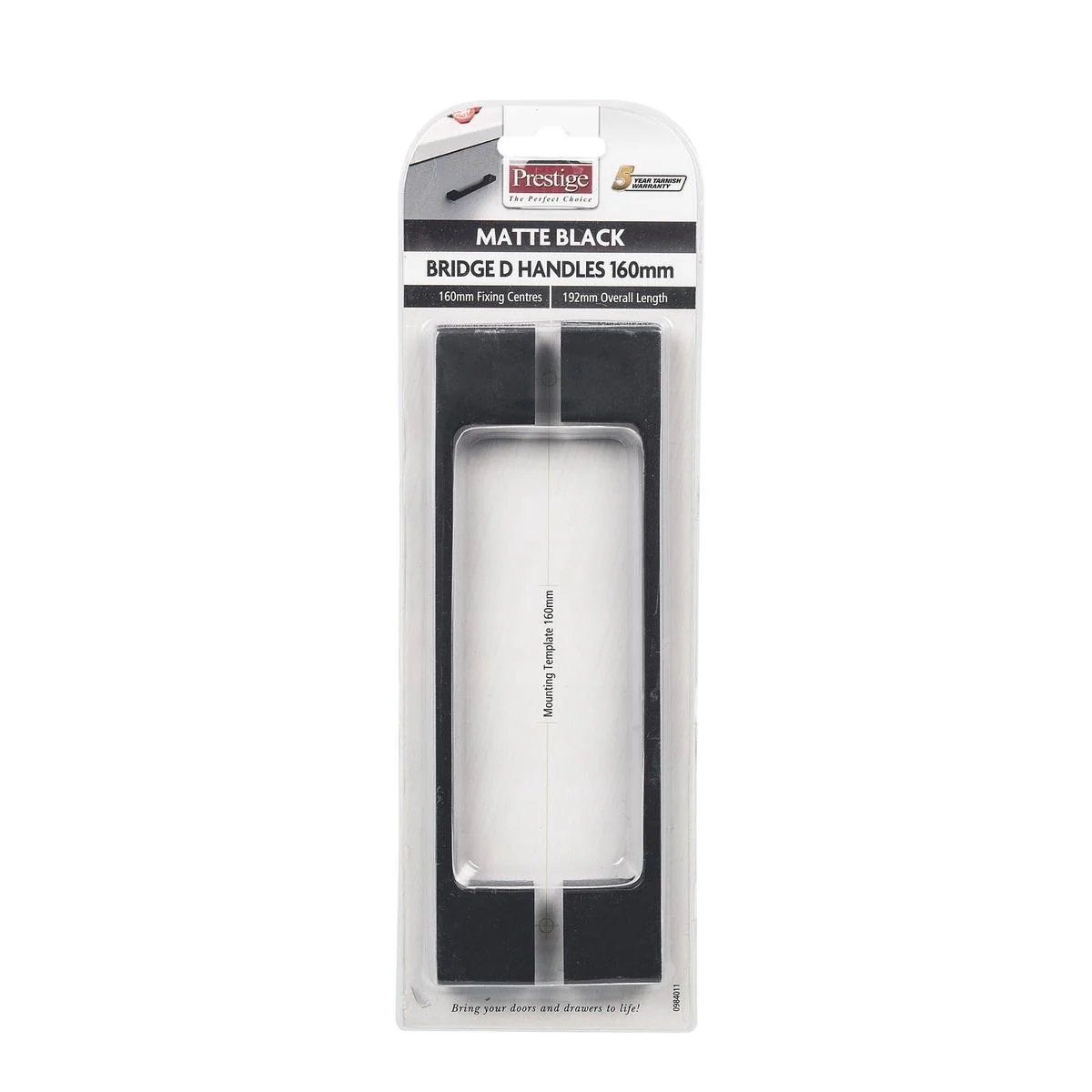 Prestige Black D Bridge Handle 160mm 2 Pack Easy Installation