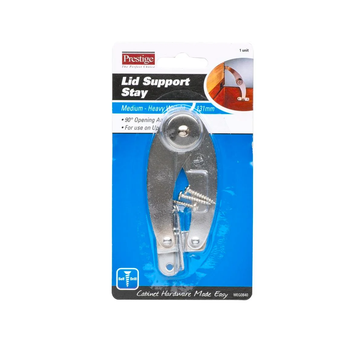Prestige Lid Support Stay - 131mm - Steel - Chrome Plated