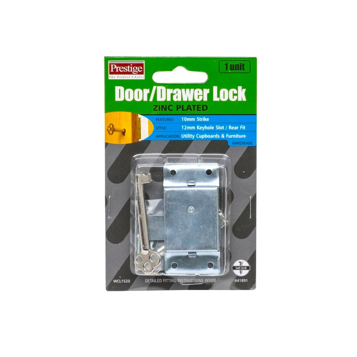 Prestige Zinc Plated Keyed Cupboard Lock - 140mm Steel - Rust Resistant