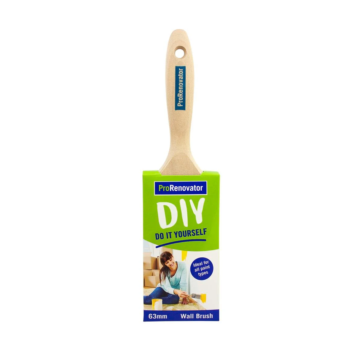 Pro Renovator 63mm Wall Paint Brush - Synthetic Filament - Smooth Finish