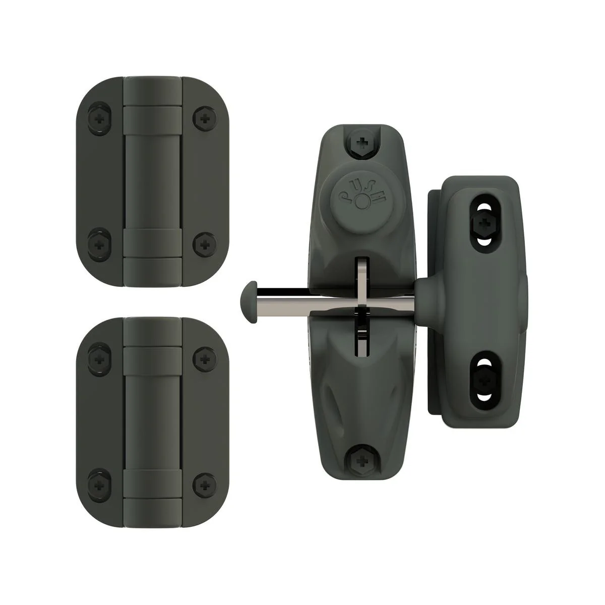 Protectoral g8safe Double Sided Gravity Latch & Hinges Gate Kit 140mm Woodland Grey - Easy Installation, Durable