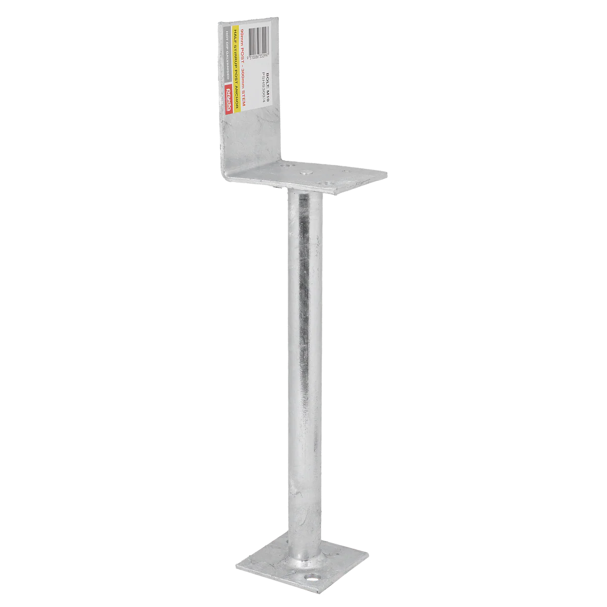 Pryda 300mm M10 Half Stirrup Post Anchor - Hot Dip Galvanised Steel - Durable