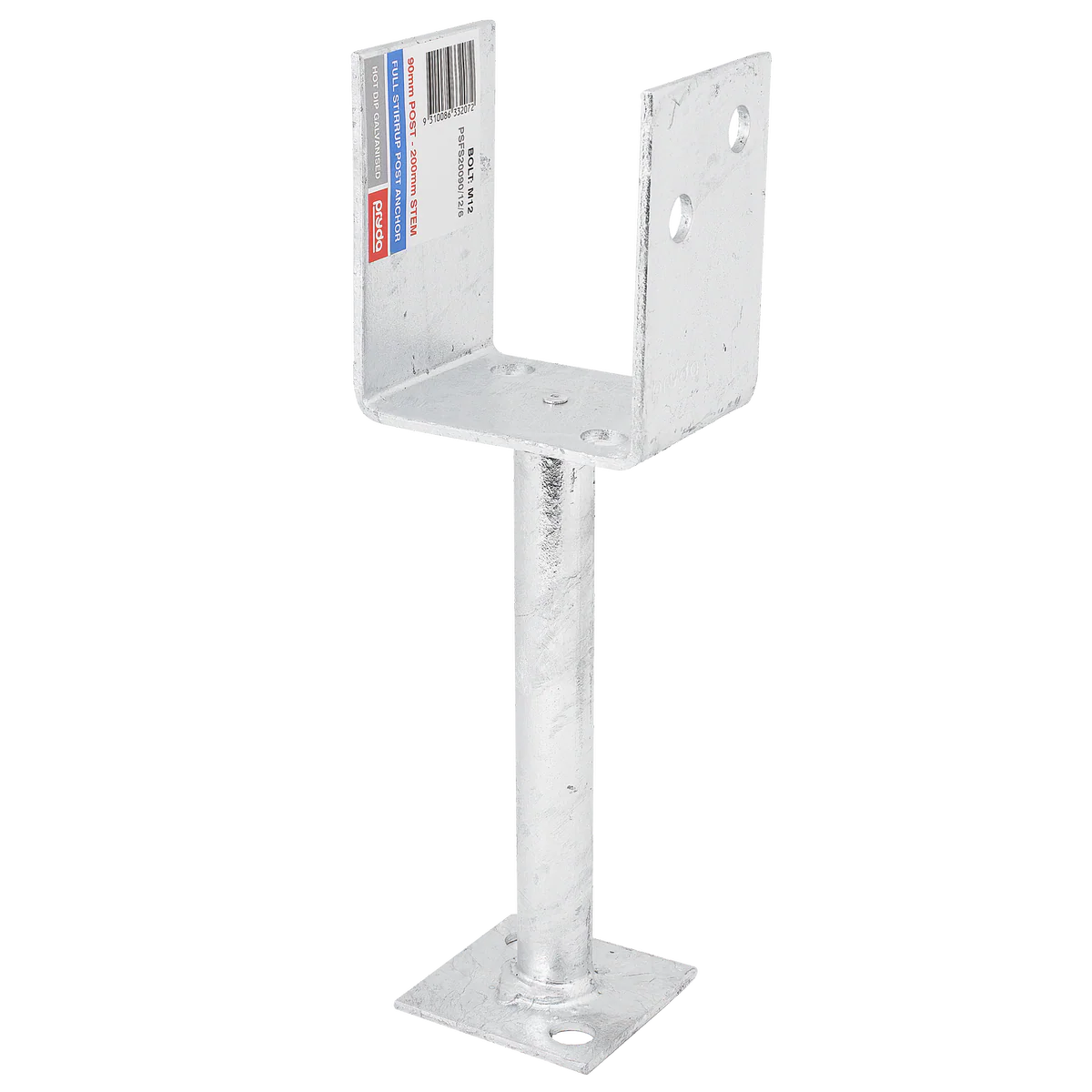 Pryda Full Stirrup Post Anchor 200x90mm M10 - Galvanised Steel - Durable