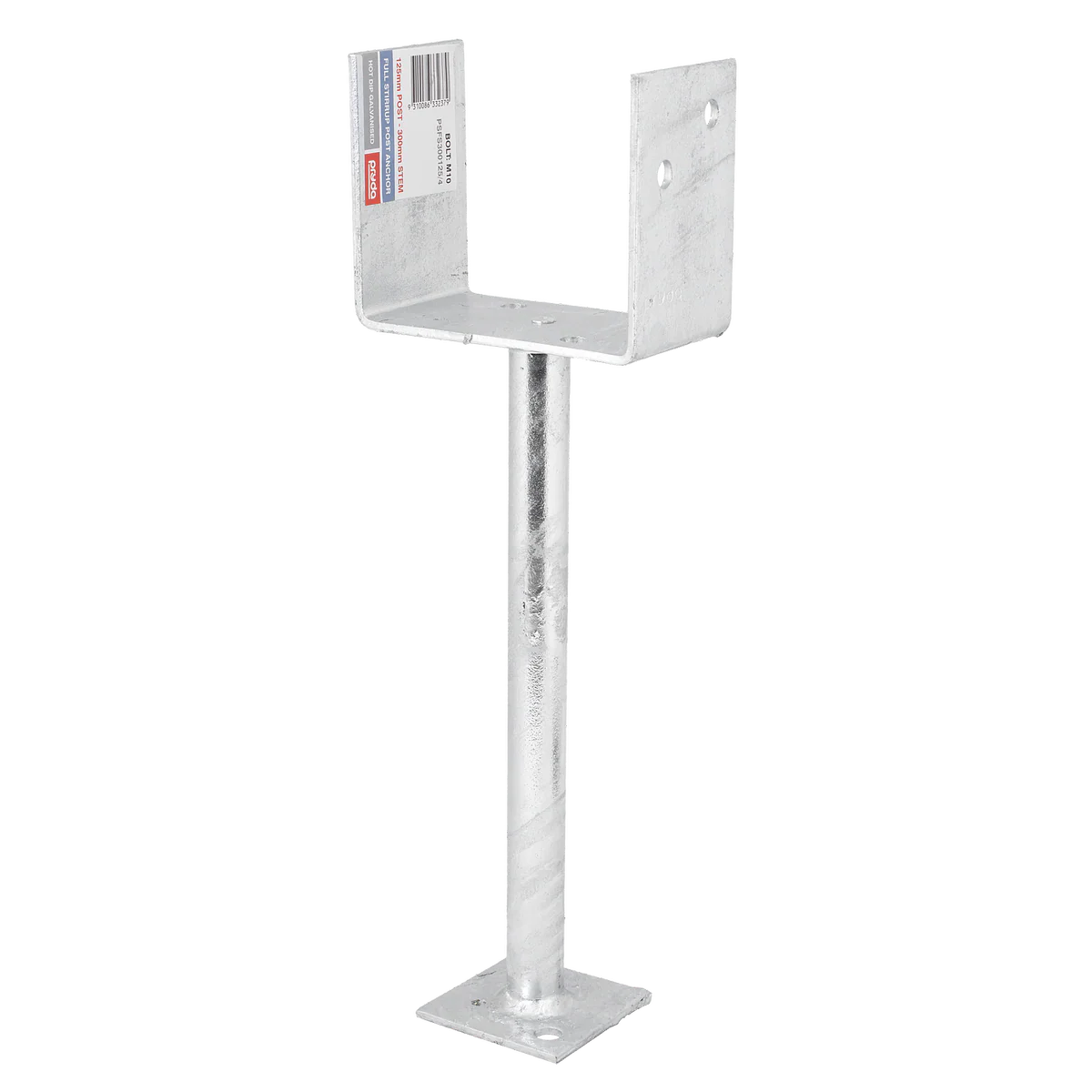 Pryda Full Stirrup Post Anchor 300x125mm M10 - Hot Dipped Galvanised Steel