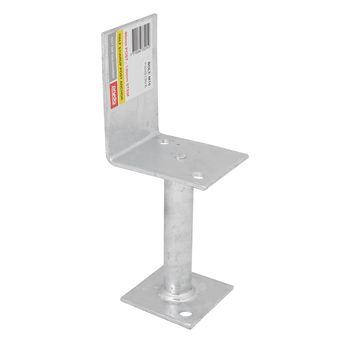 Pryda Half Stirrup Post Anchor 130mm M10 - Grey - Durable Termite Protected