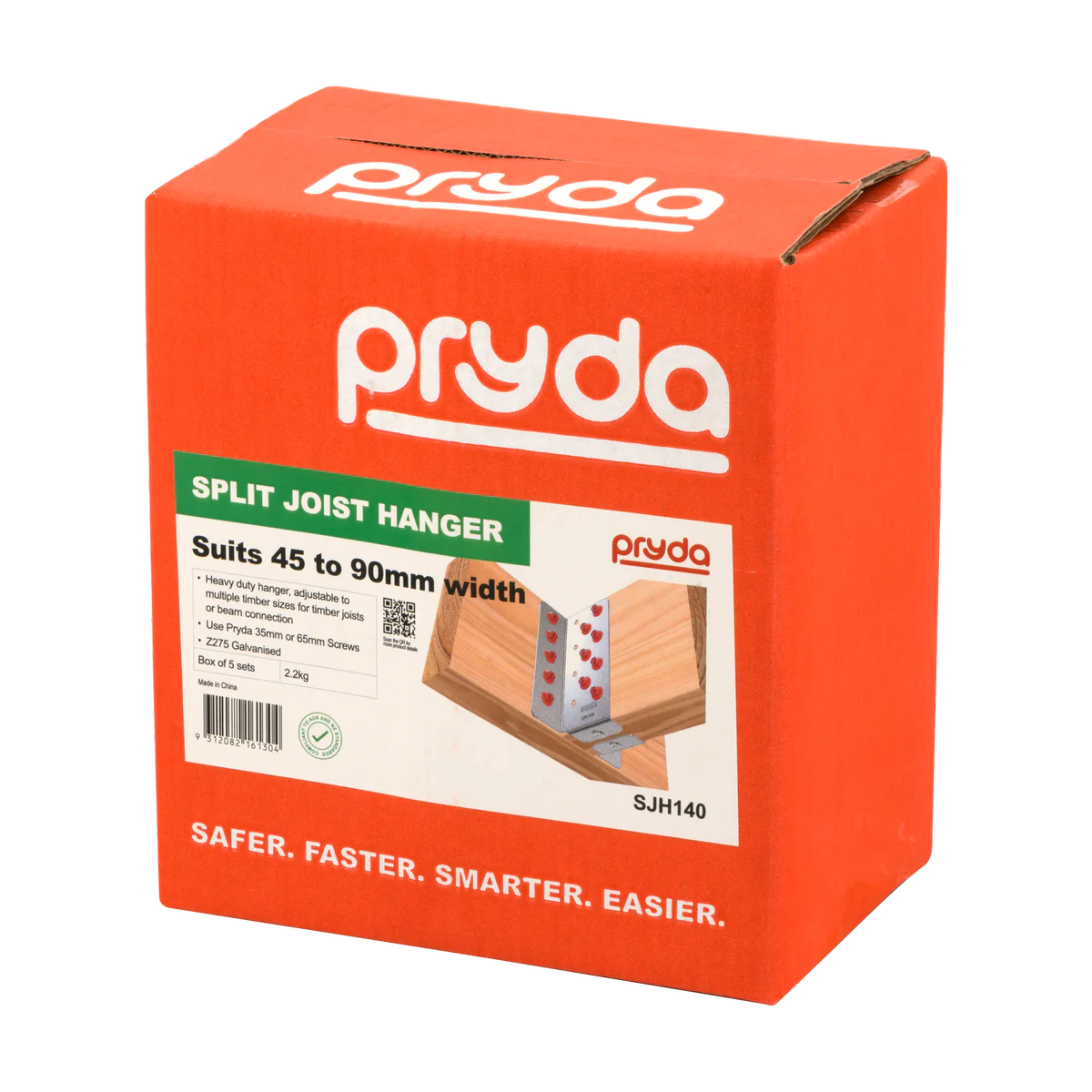 Pryda Split Joist Hanger Pair - 140mm - Galvanised - 1 Pair - Adjustable - Image 2