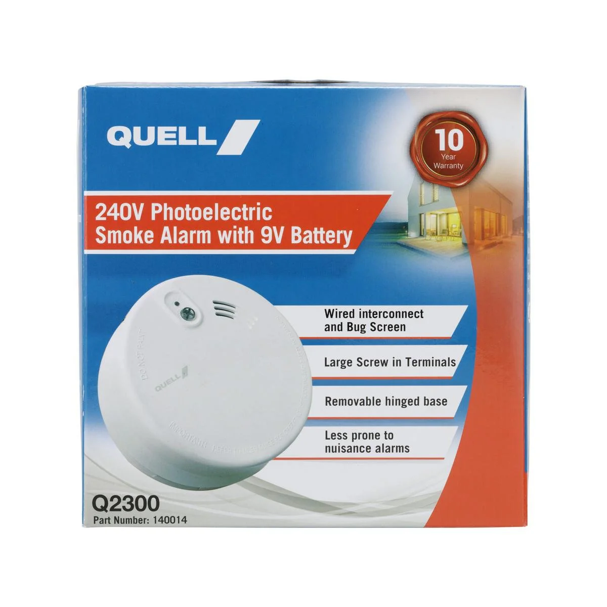 Quell Photoelectric Smoke Alarm - 240V - Mains Powered - Interconnectable