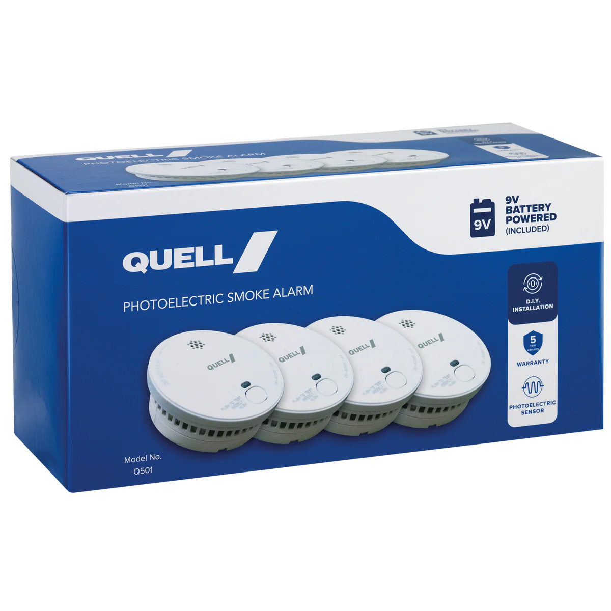 Quell Q501 Photoelectric Smoke Alarm 4 Pack - 102mm x 102mm - Easy Installation - Image 2