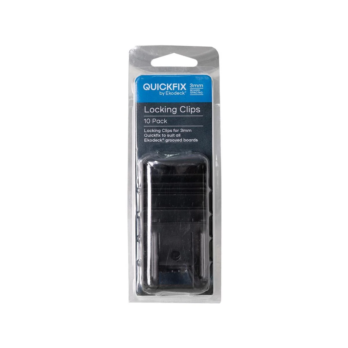 Quickfix Ekodeck 3mm Locking Clips 10 Pack - Stainless Steel - Black - Secure Fastening