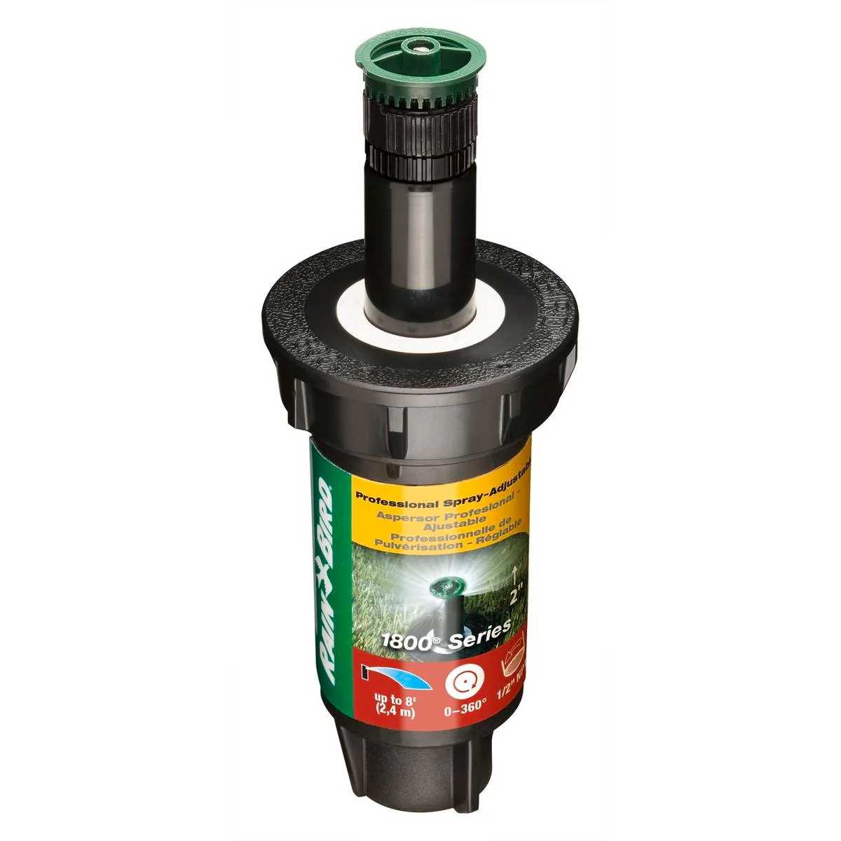 Rain Bird 50mm 2.4m 1800 Series Adjustable Spray Pop-Up Sprinkler