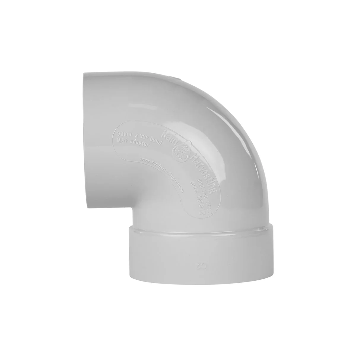 Rain Harvesting Tank Overflow Bend - 90mm - PVC - True 90° Design - Image 3