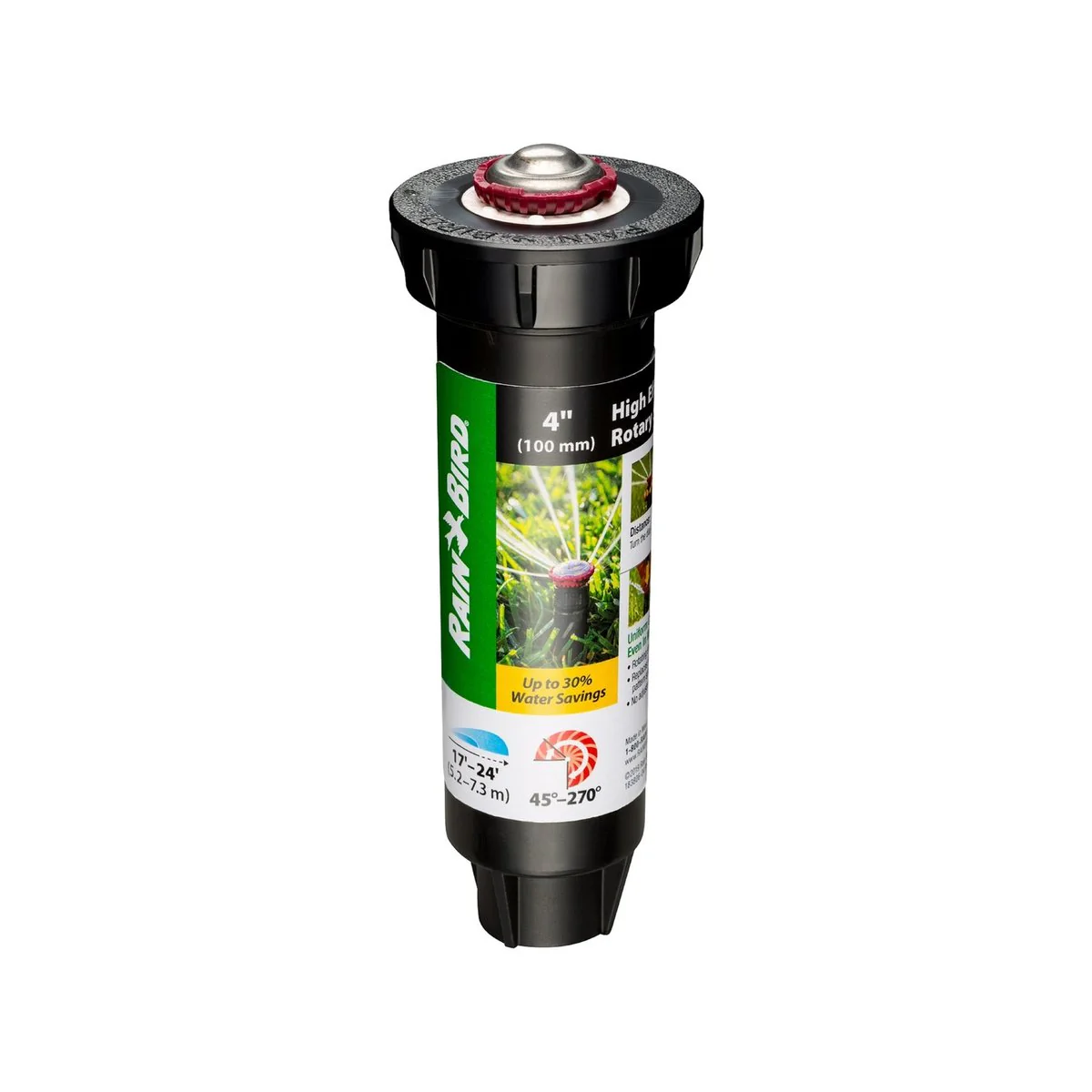 Rainbird High Efficiency Rotary Sprinkler - Adjustable Pattern 100mm - 5.2m to 7.3m Coverage - Water Saving - Image 2