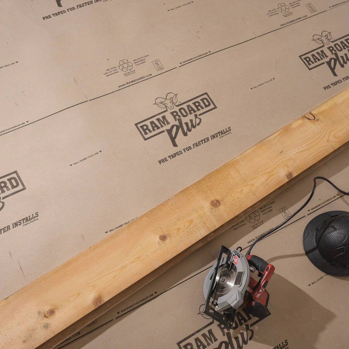 Ramboard Temporary Floor Protection - 38" x 100' - Flex-Fiber - Pre-Taped - Image 4
