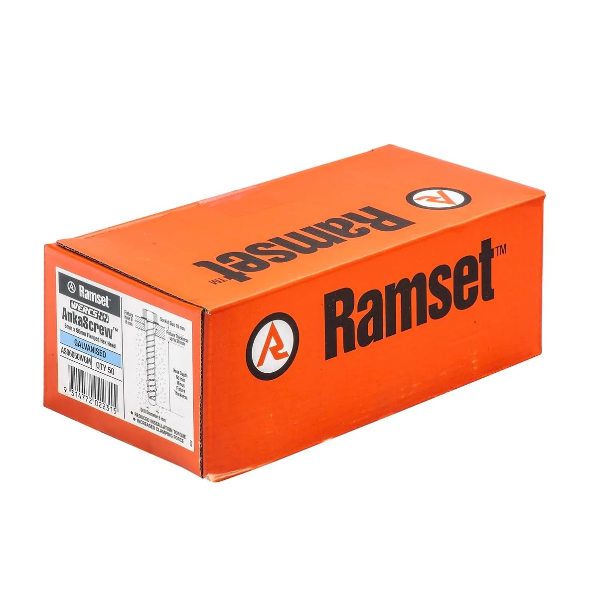 Ramset AnkaScrew - 6 x 50mm - Galvanised - 100% Removable - 50 Pack