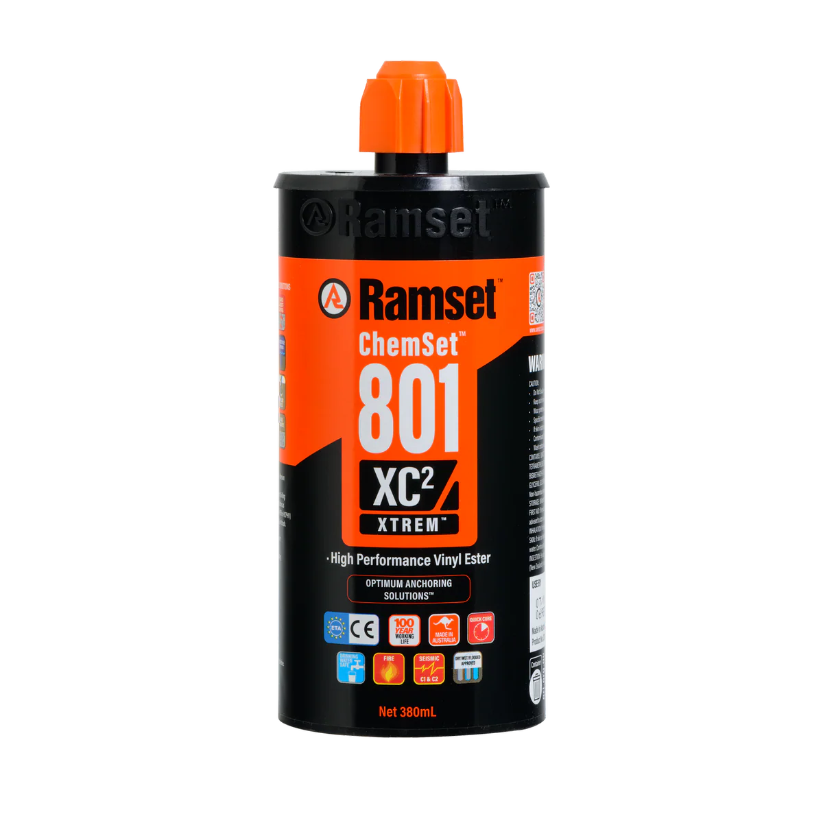 Ramset Chemset Anchor - 380ml - Vinyl Ester - Fast Cure - 2 Nozzles