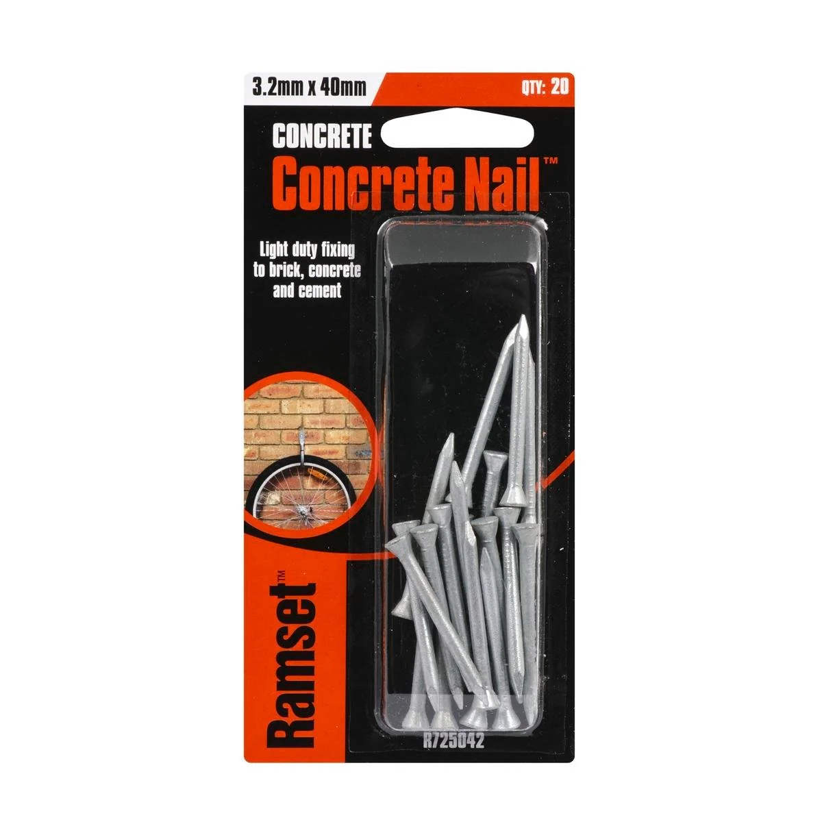 Ramset Concrete Nail 3.2mm x 40mm Zinc Steel 20 Pack Durable