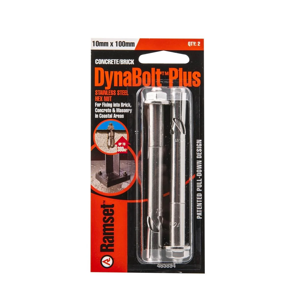 Ramset DynaBolt Plus 10 x 100mm Stainless Steel Anchor 2 Pack
