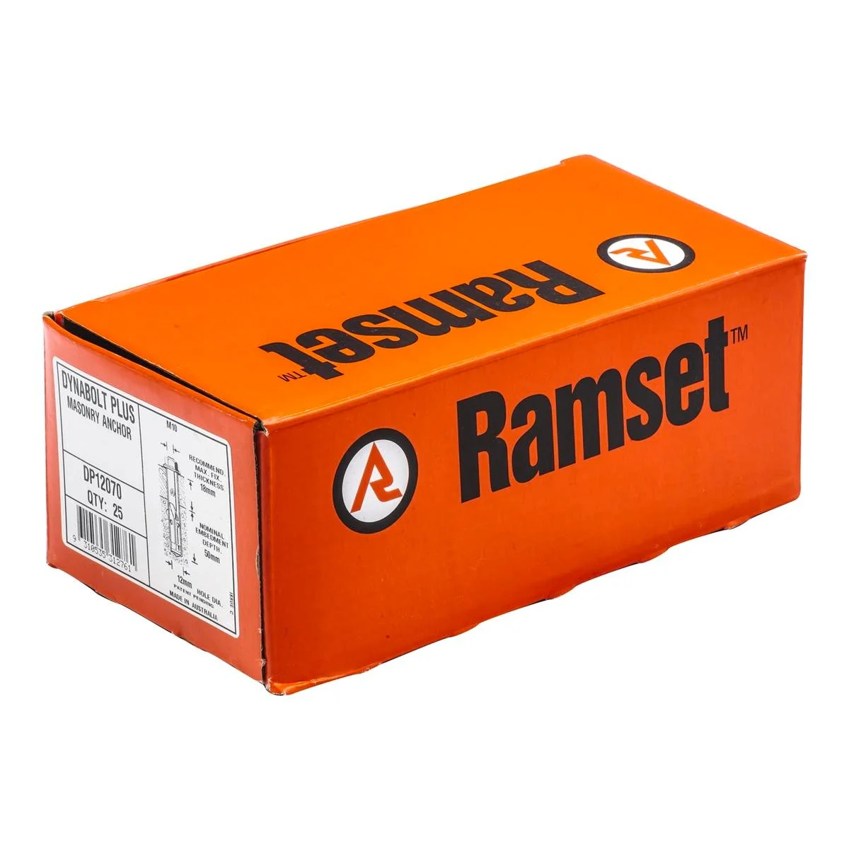 Ramset DynaBolt Plus - 12mm x 70mm - Gold Passivated - 25 Pack