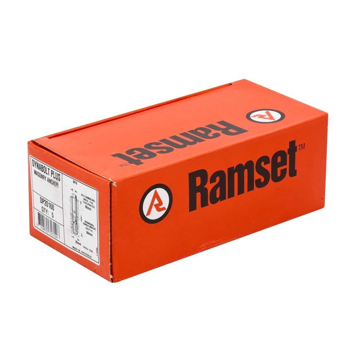 Ramset DynaBolt Plus 20mm x 160mm Masonry Anchor 5 Pack Gold Steel