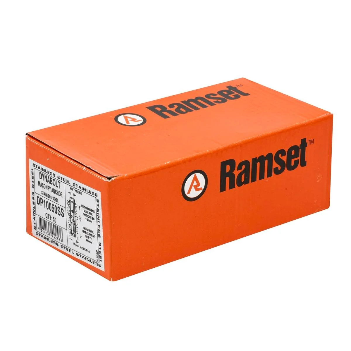 Ramset Dynabolt Plus Hex Nut Bolt 10 x 50mm - Stainless Steel - 50 Pack