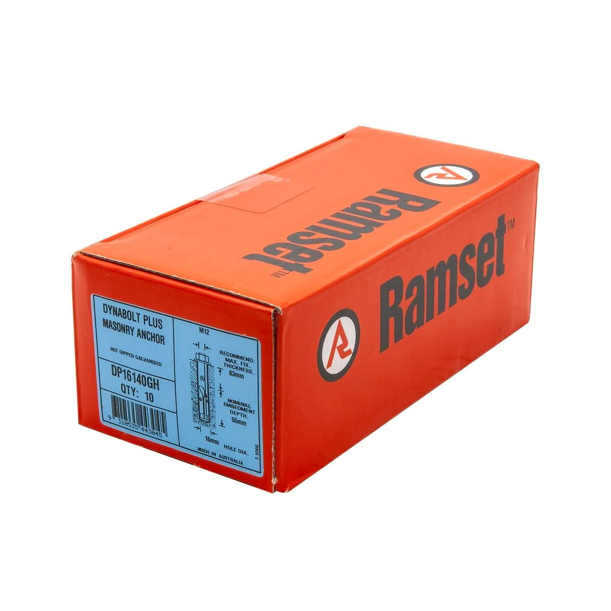 Ramset DynaBolt Plus Masonry Anchor 16x140mm Galvanised 10 Pack