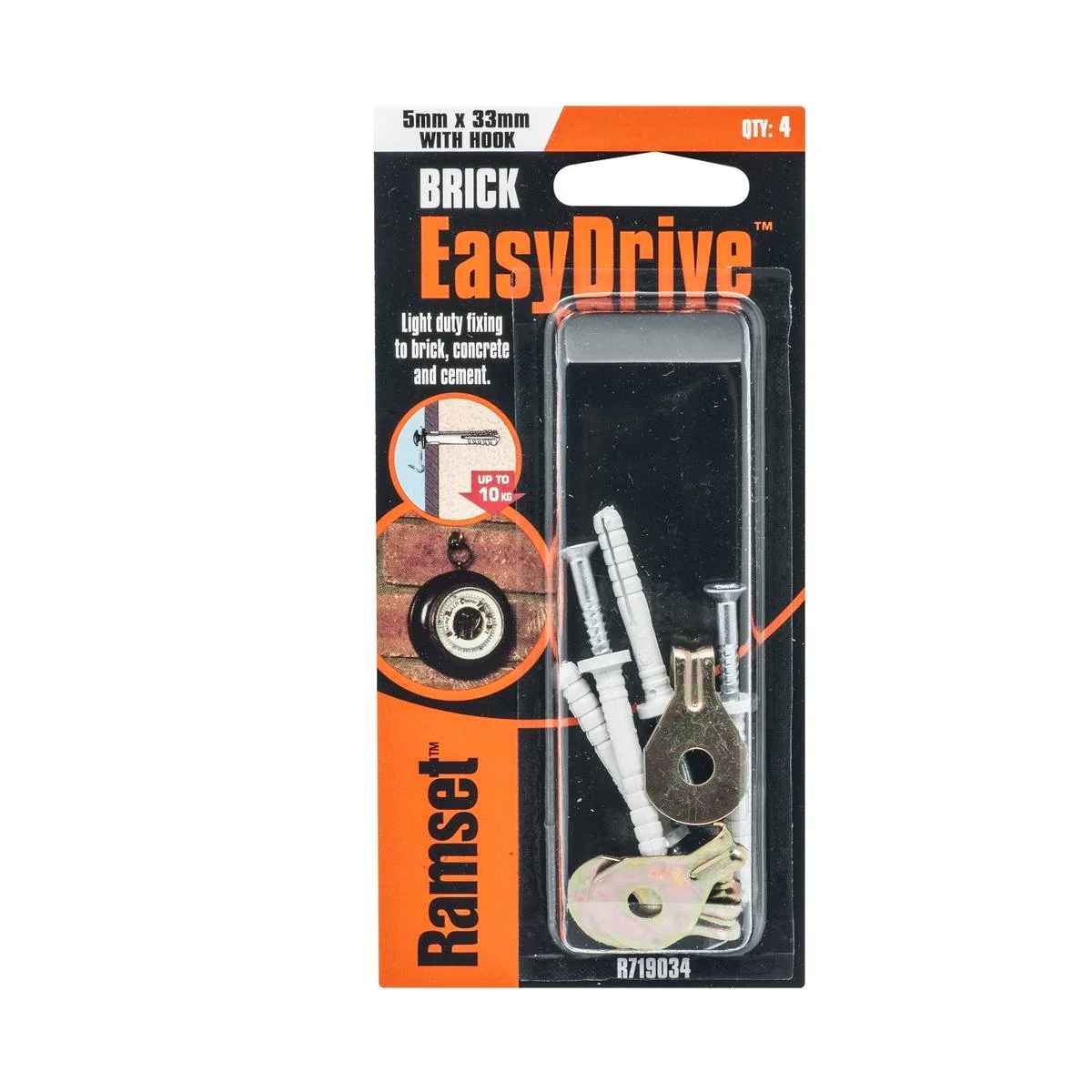 Ramset Easydrive Anchor - 5 x 33mm - Nylon - Removable - 4 Pack