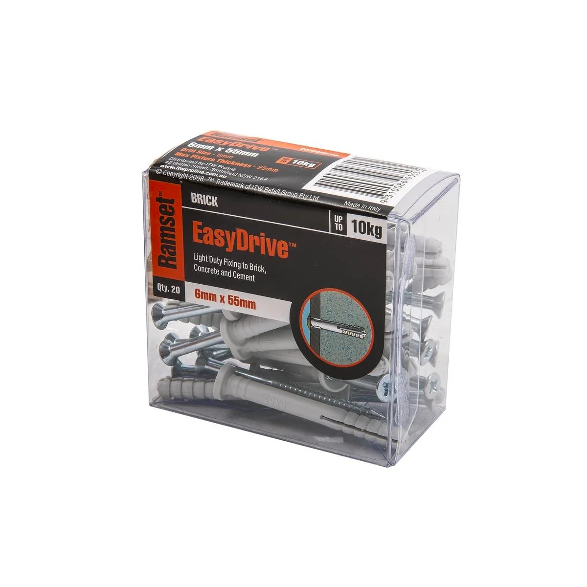 Ramset Easydrive Anchor 6 x 55mm Nylon 20 Pack Quick Install