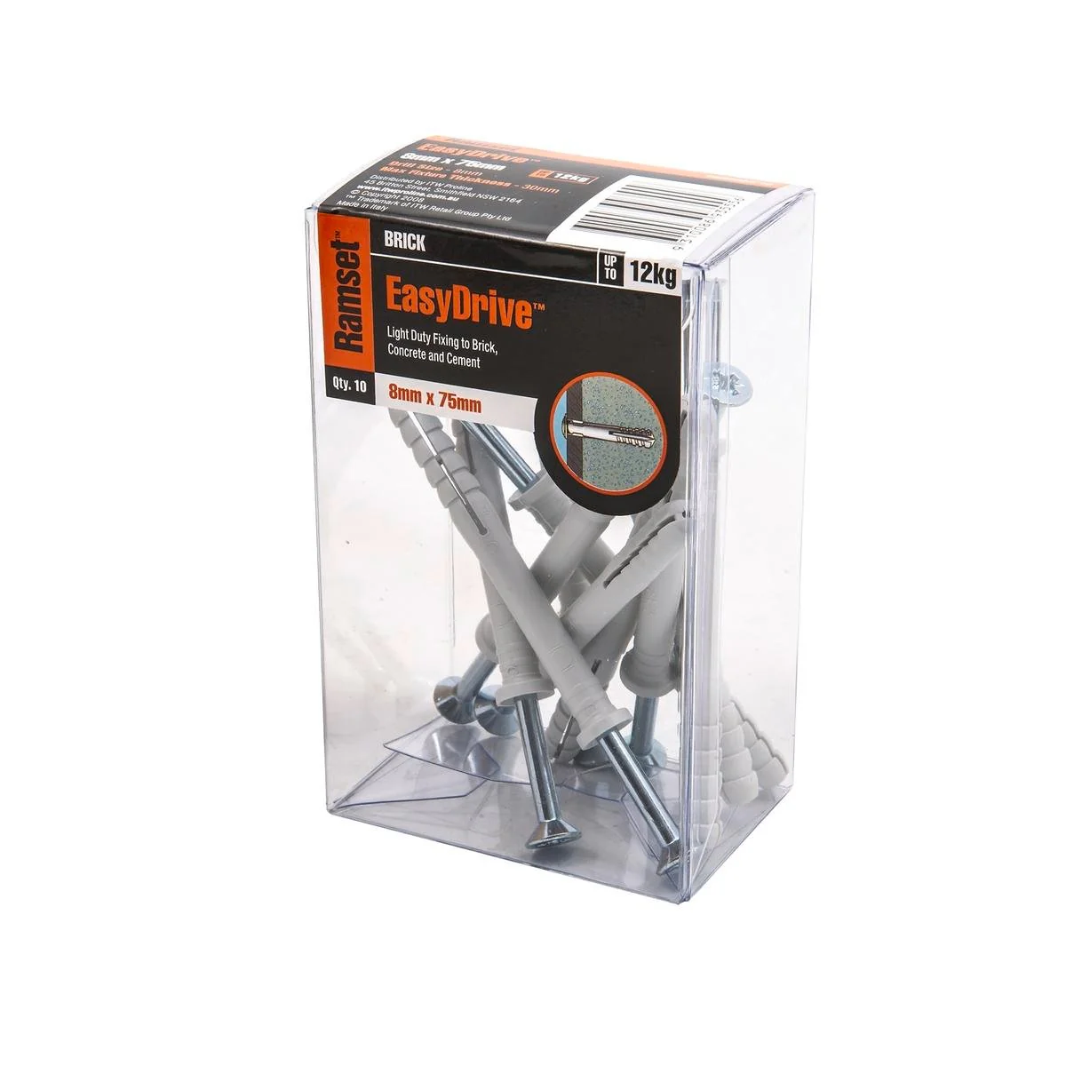 Ramset Easydrive Anchor 8 x 75mm Nylon 10 Pack Quick Install