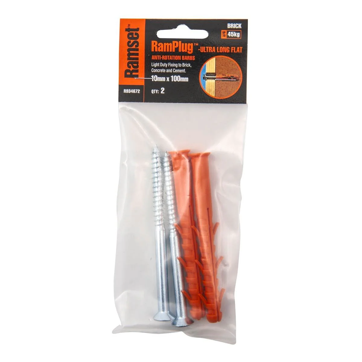 Ramset Flat Ultra Long Ramplug 10 x 100mm Nylon 2 Pack Benefits
