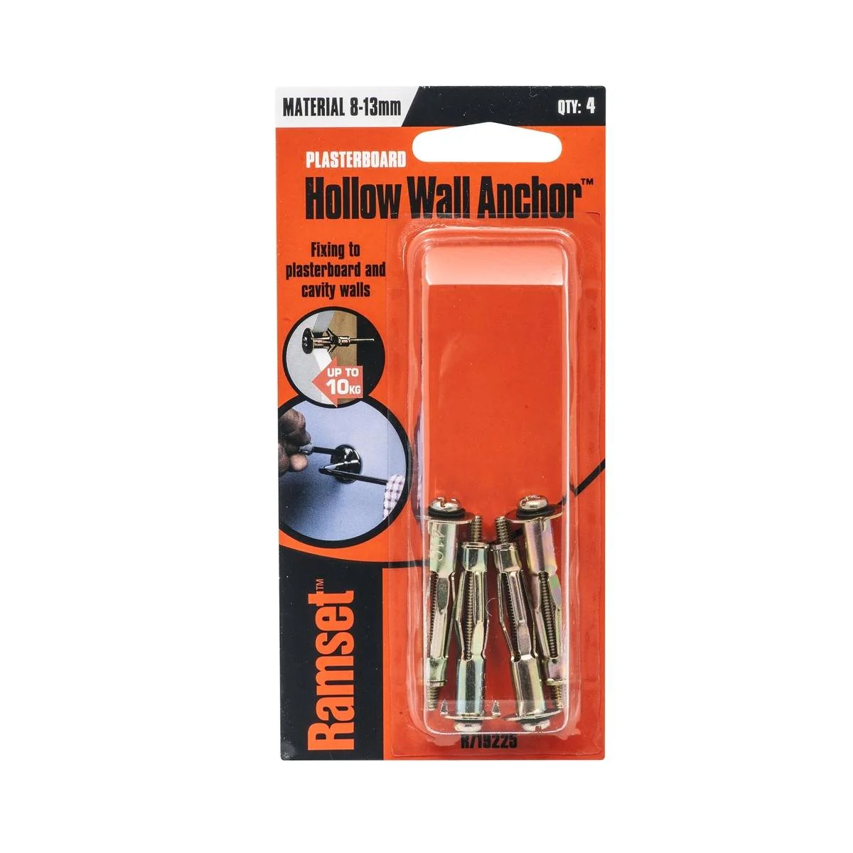 Ramset Hollow Wall Anchor 16mm Gold Steel 4 Pack Low Profile Fixing