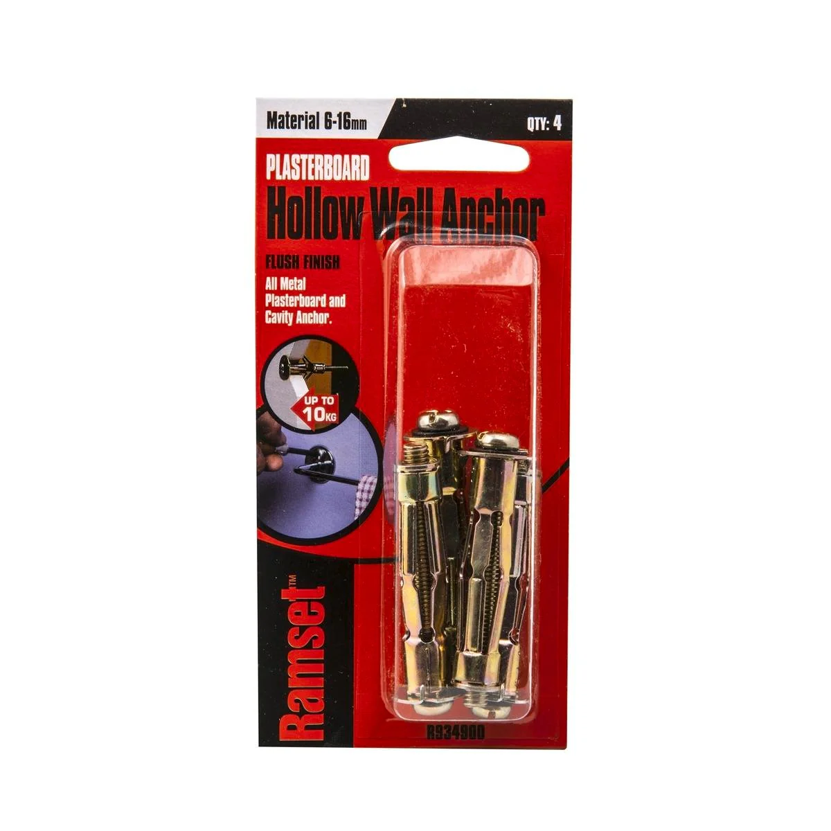 Ramset Hollow Wall Anchor 6mm x 13mm Gold Steel 4 Pack