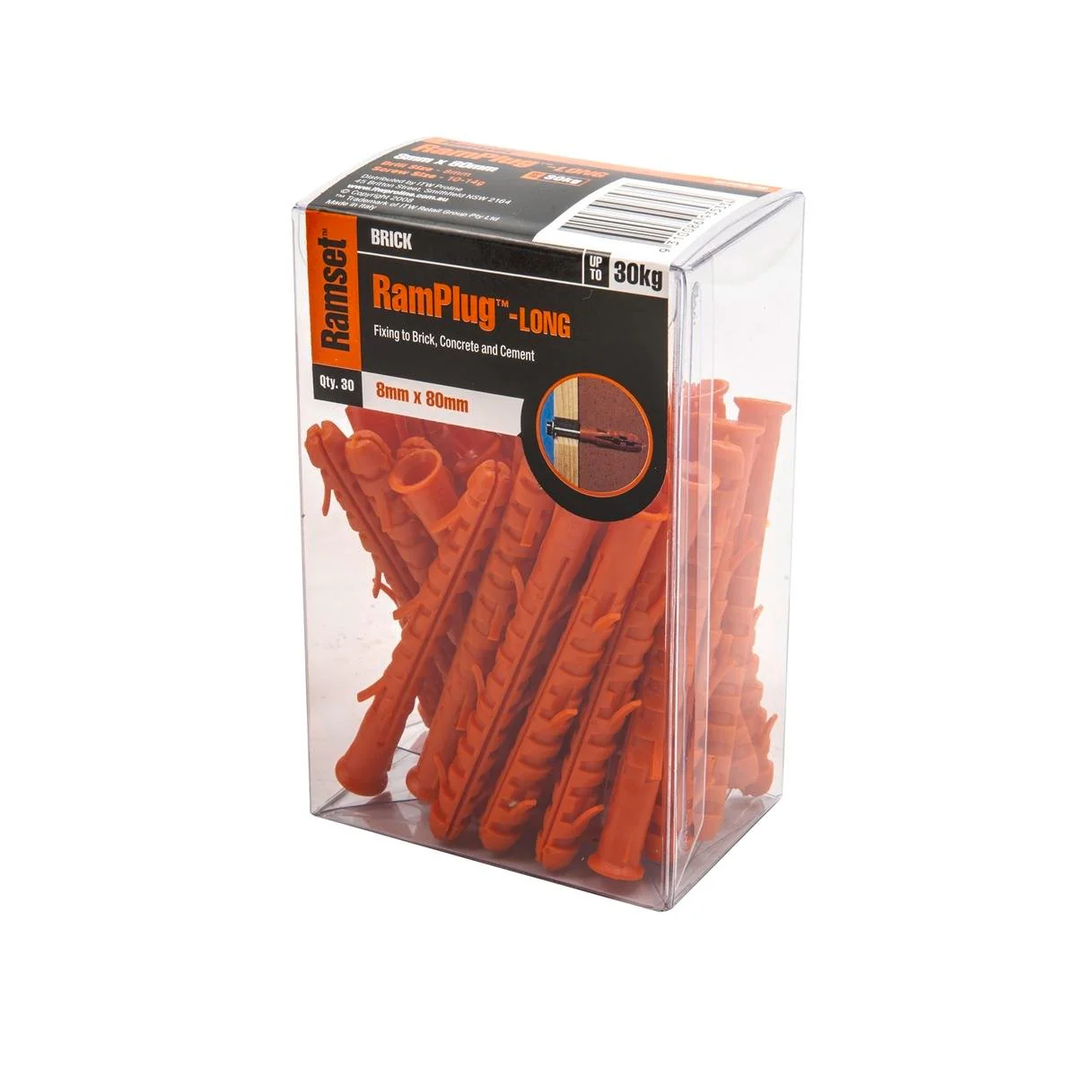 Ramset Long Anchor - 8 x 80mm - Nylon - Anti-Rotation Barbs - 30 Pack