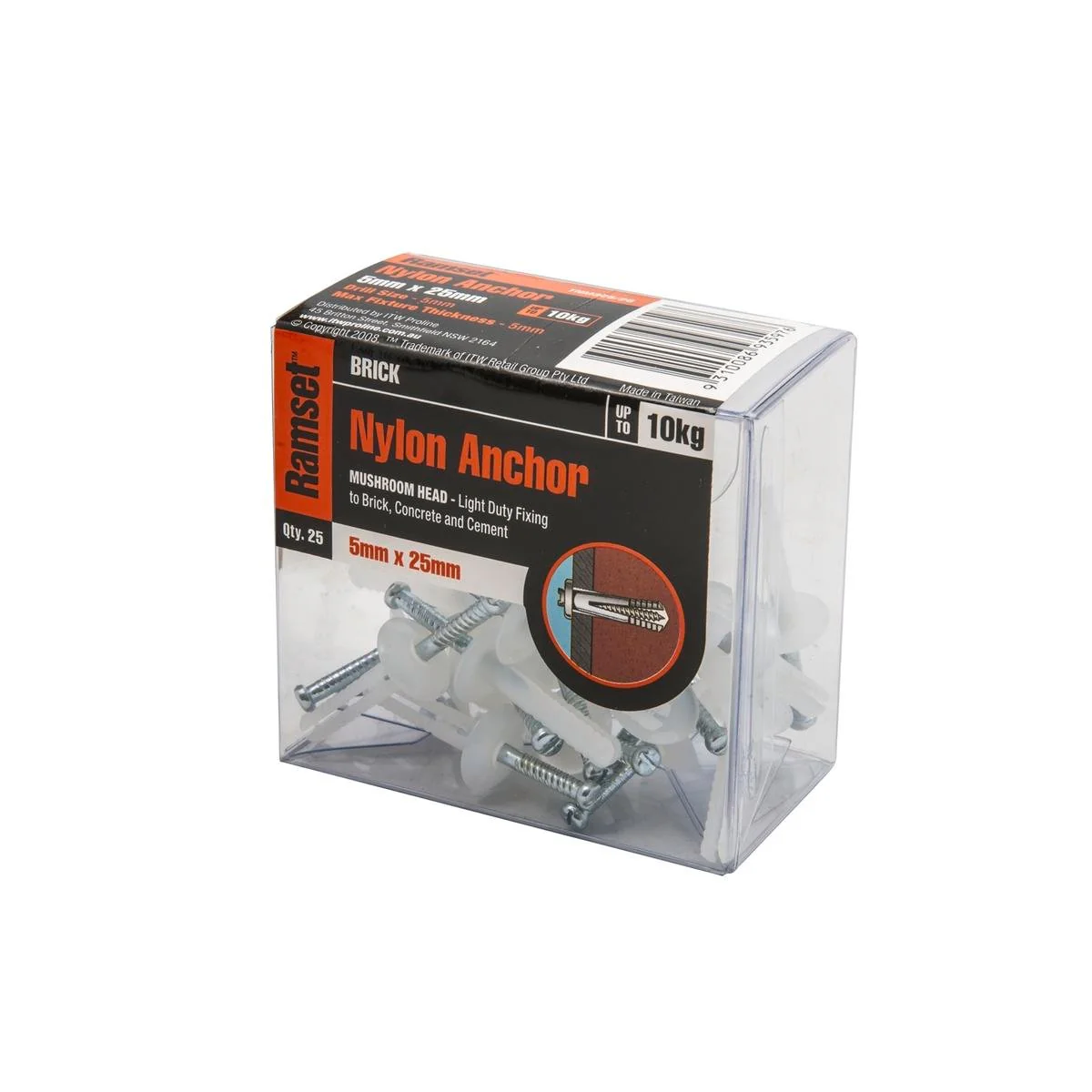 Ramset Nylon Anchor 5 x 25mm Mushroom Head 25 Pack Insulation Benefit