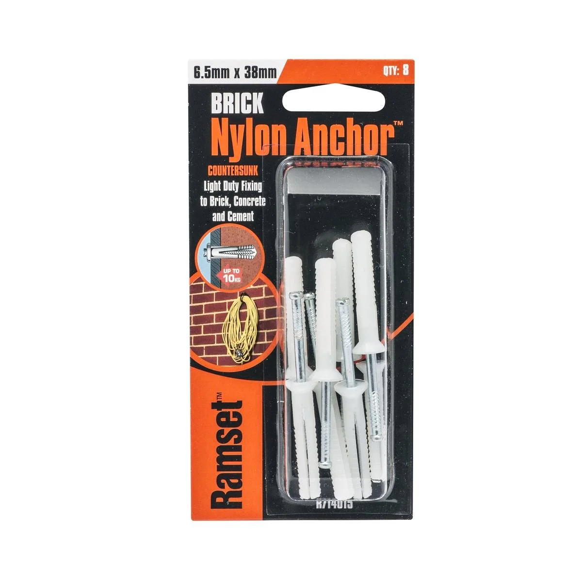 Ramset Nylon Anchor 6.5mm x 38mm 8 Pack Durable Insulation